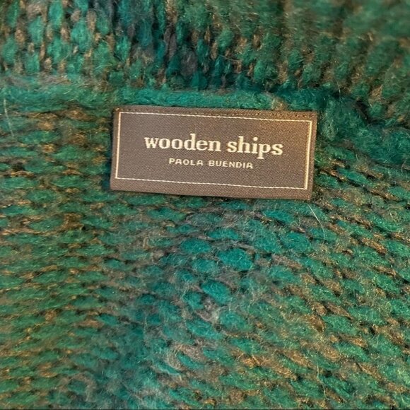 Wooden Ships Green Mohair Blend Open Front Sweater Cardigan - Picture 5 of 7